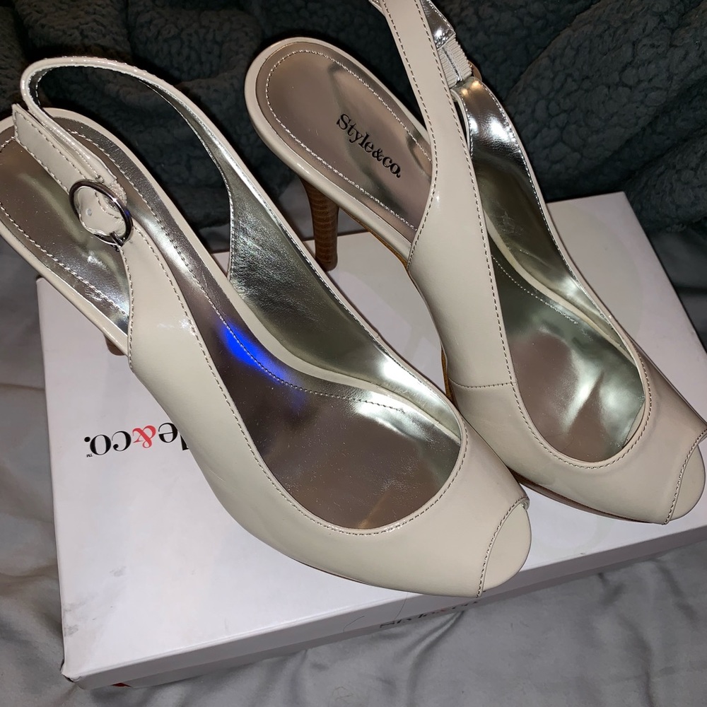Style&Co. Cream heels with original box